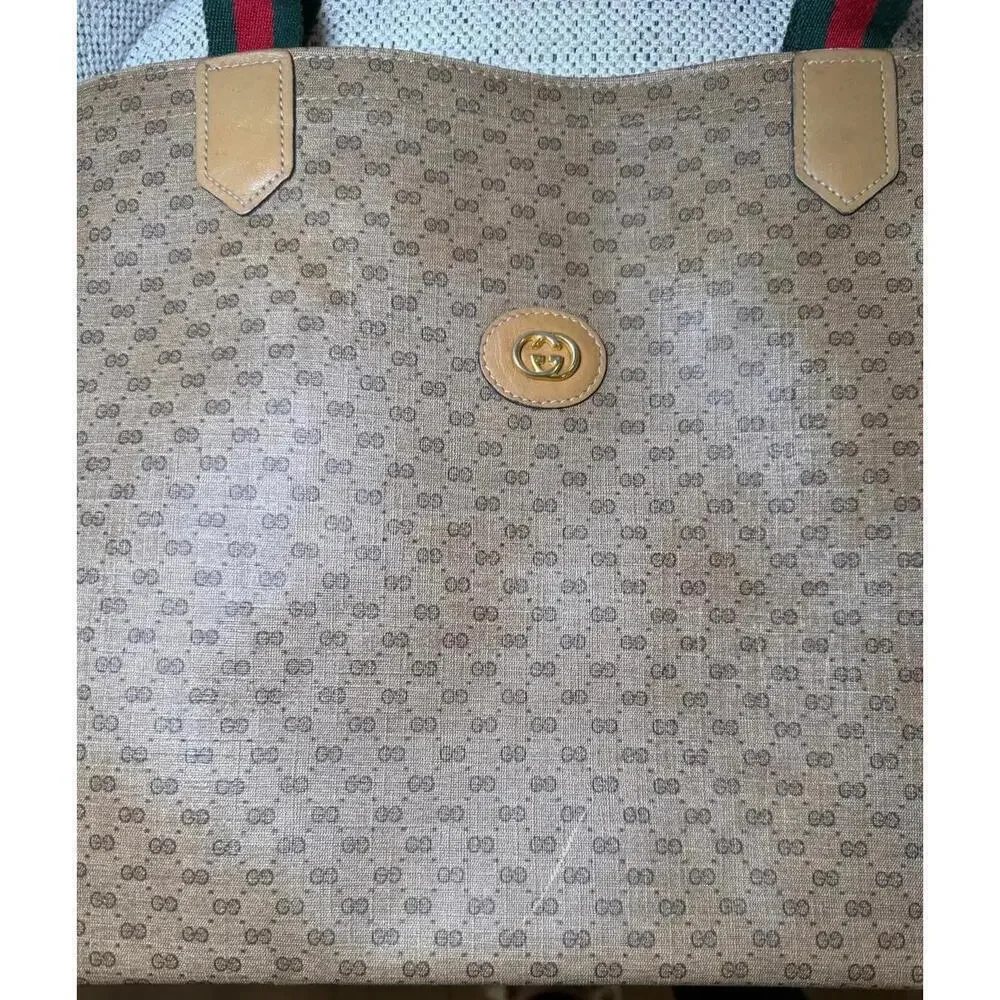 Gucci Vintage Monogram Tote Bag with Signature Web Strap
